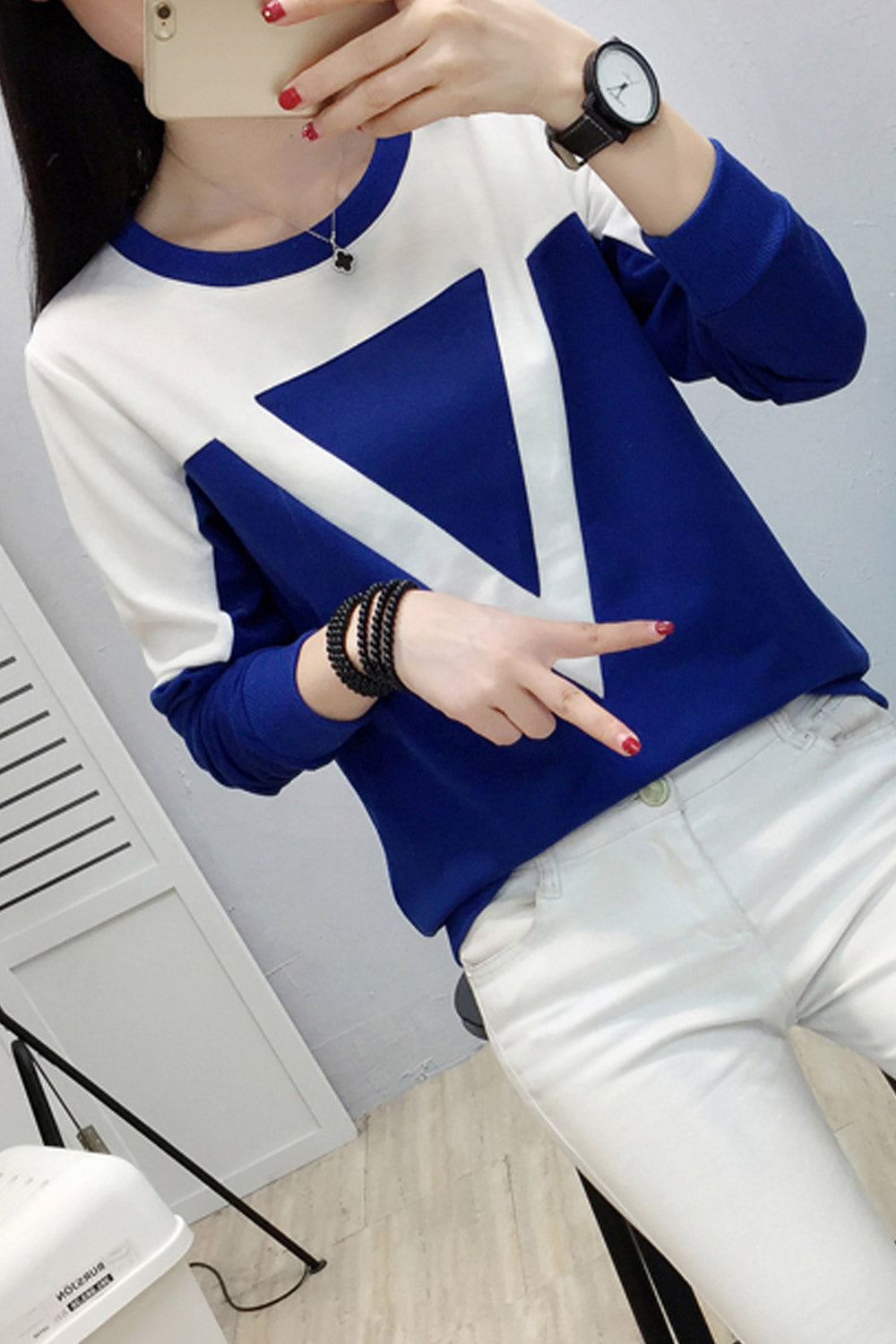 Women Round Neck Slim Fashion Top