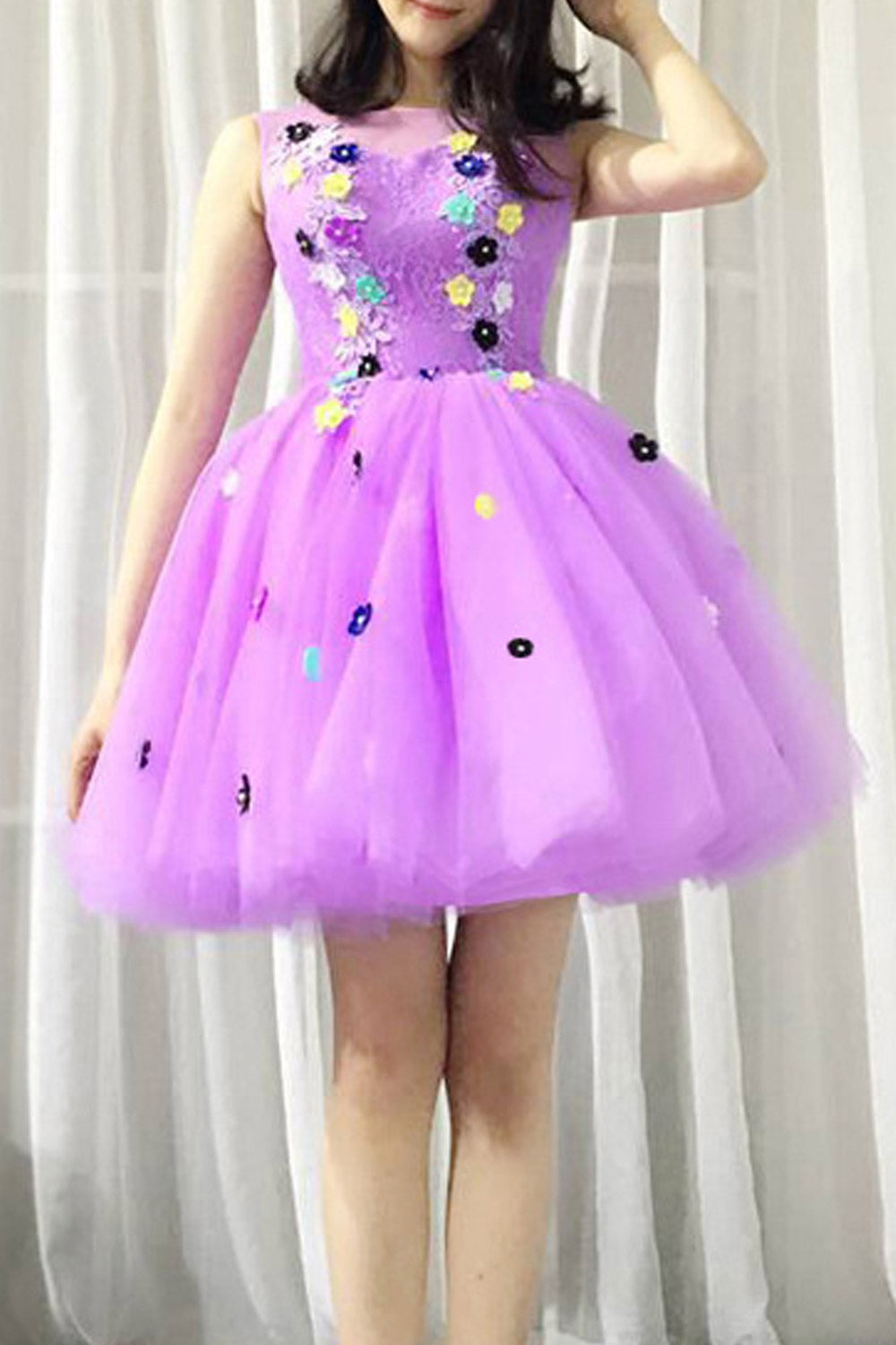 Women Dancing Skirt Flower Lace Prom Dress
