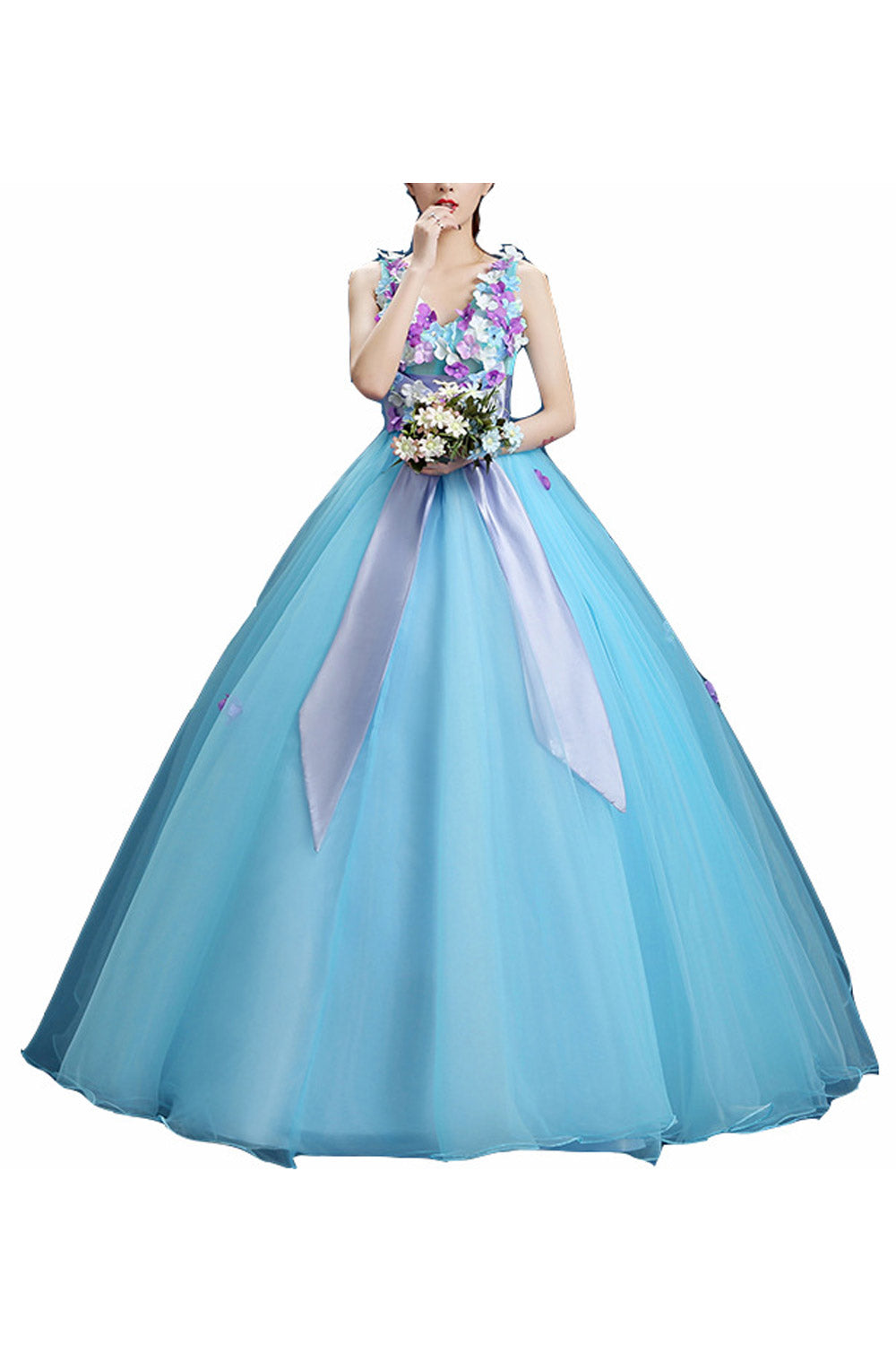 Women Knotted Bow Flower Bust Evening Dress