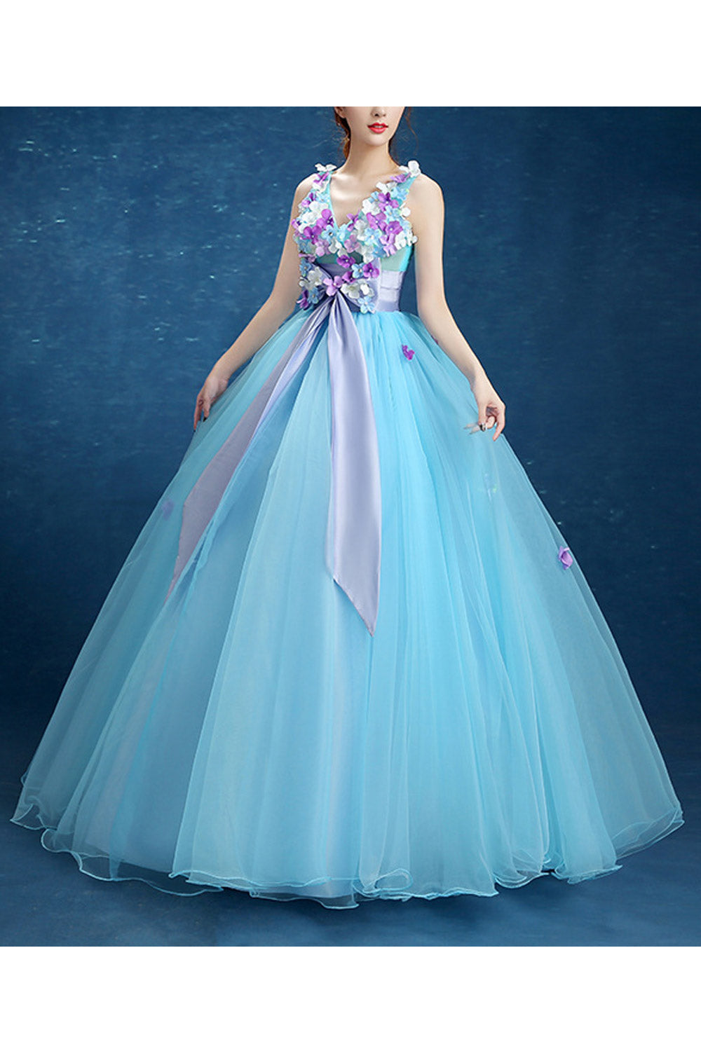 Women Knotted Bow Flower Bust Evening Dress