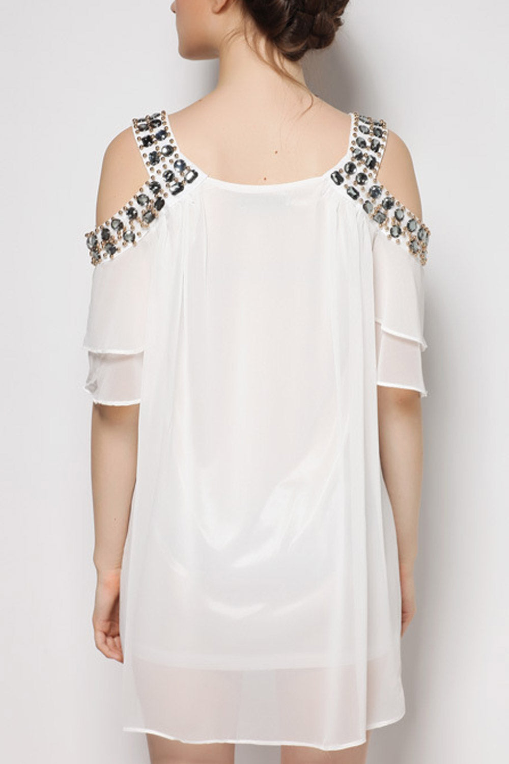 Women Round Neck Short Pleated Dress