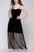 Women Thick Strap Pleated Long Fashion Dress