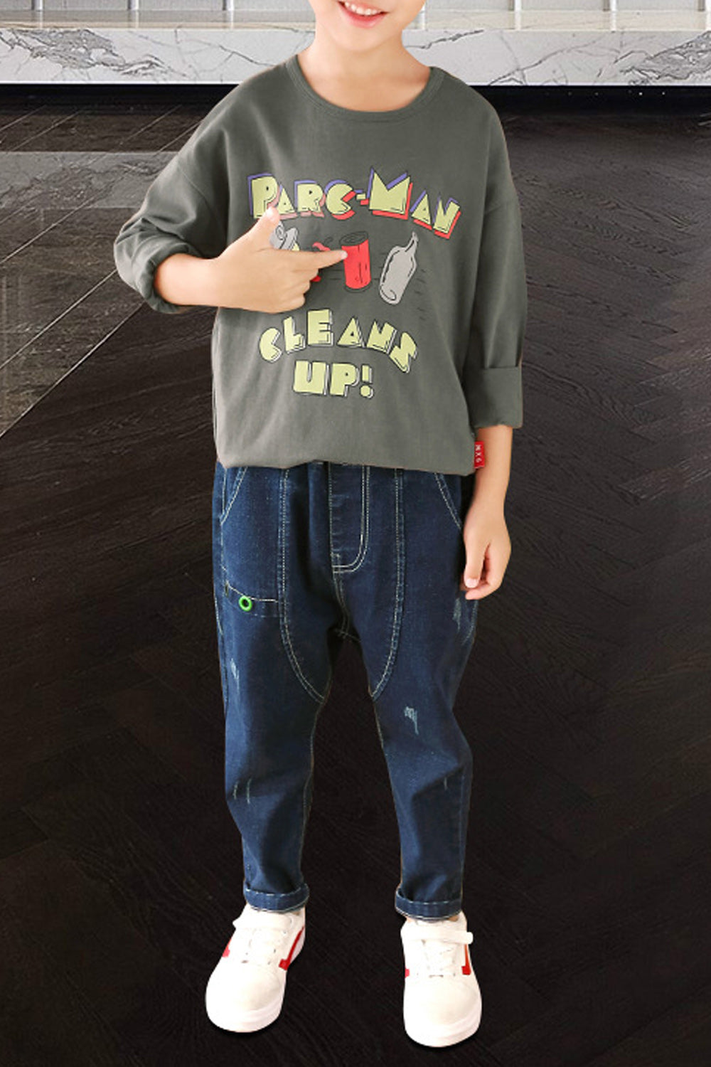 Kids Boys Loose Fit Thigh Small Hem Jeans