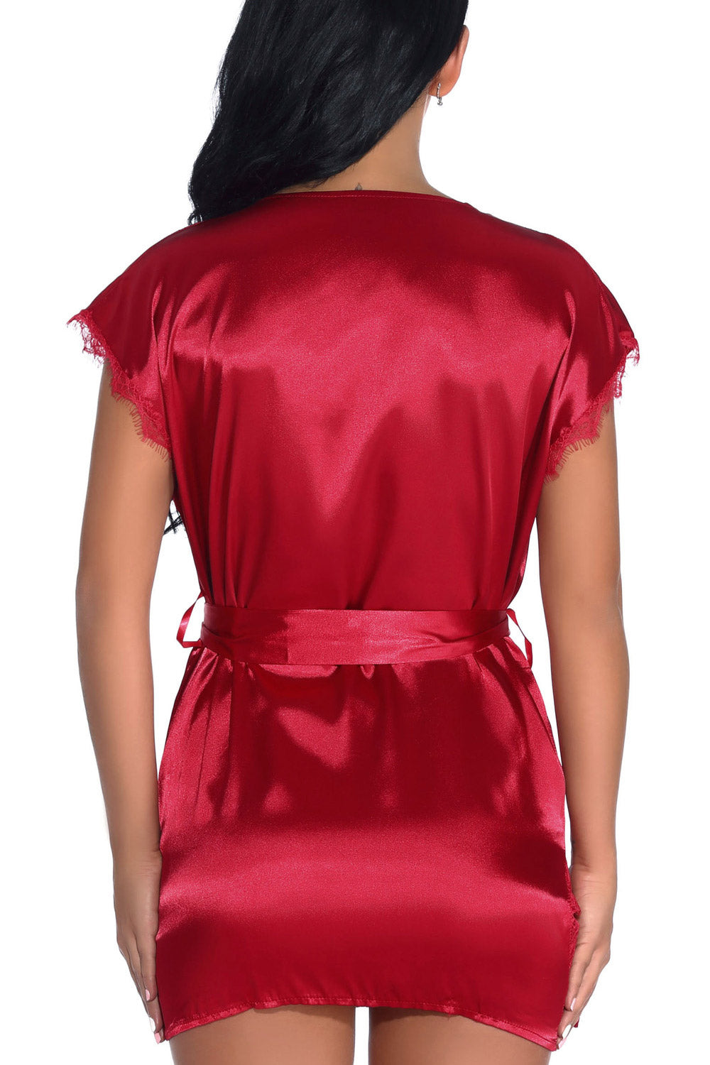 Women Fascinating Silk Robe Solid Color Lingerie
