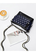 Women Contrast Zipper Chain Handle Crossbody Bag