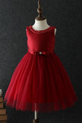 Kid Girl Fashion Pearl Pleated Layer Evening Dress