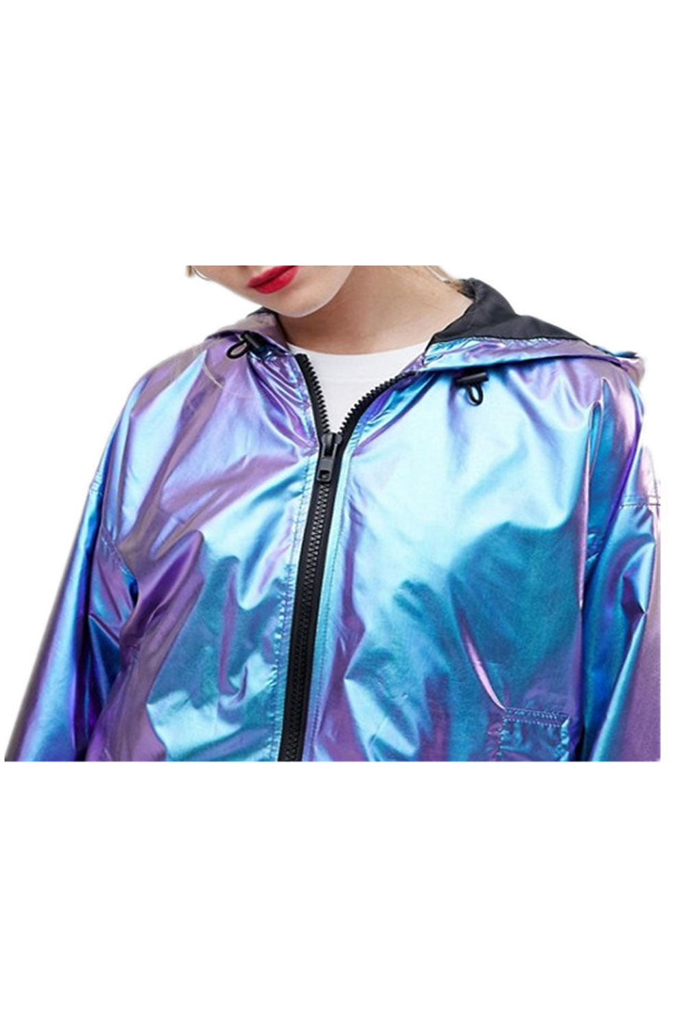 Women Metal Color Waterproof Loose Hoodie