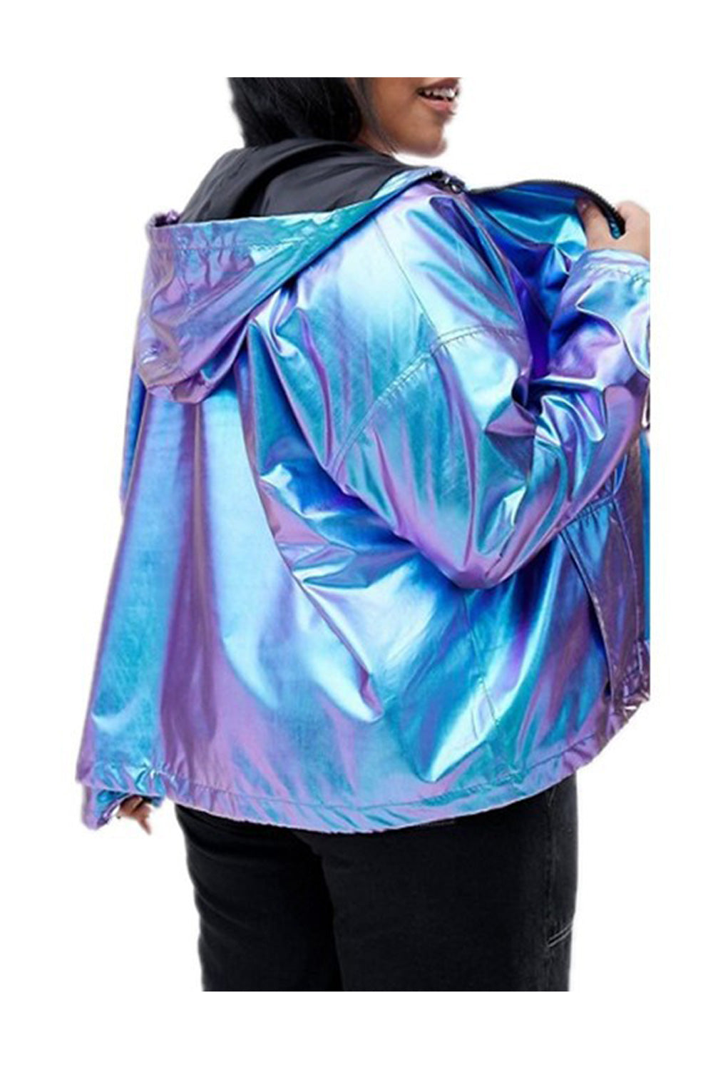 Women Metal Color Waterproof Loose Hoodie