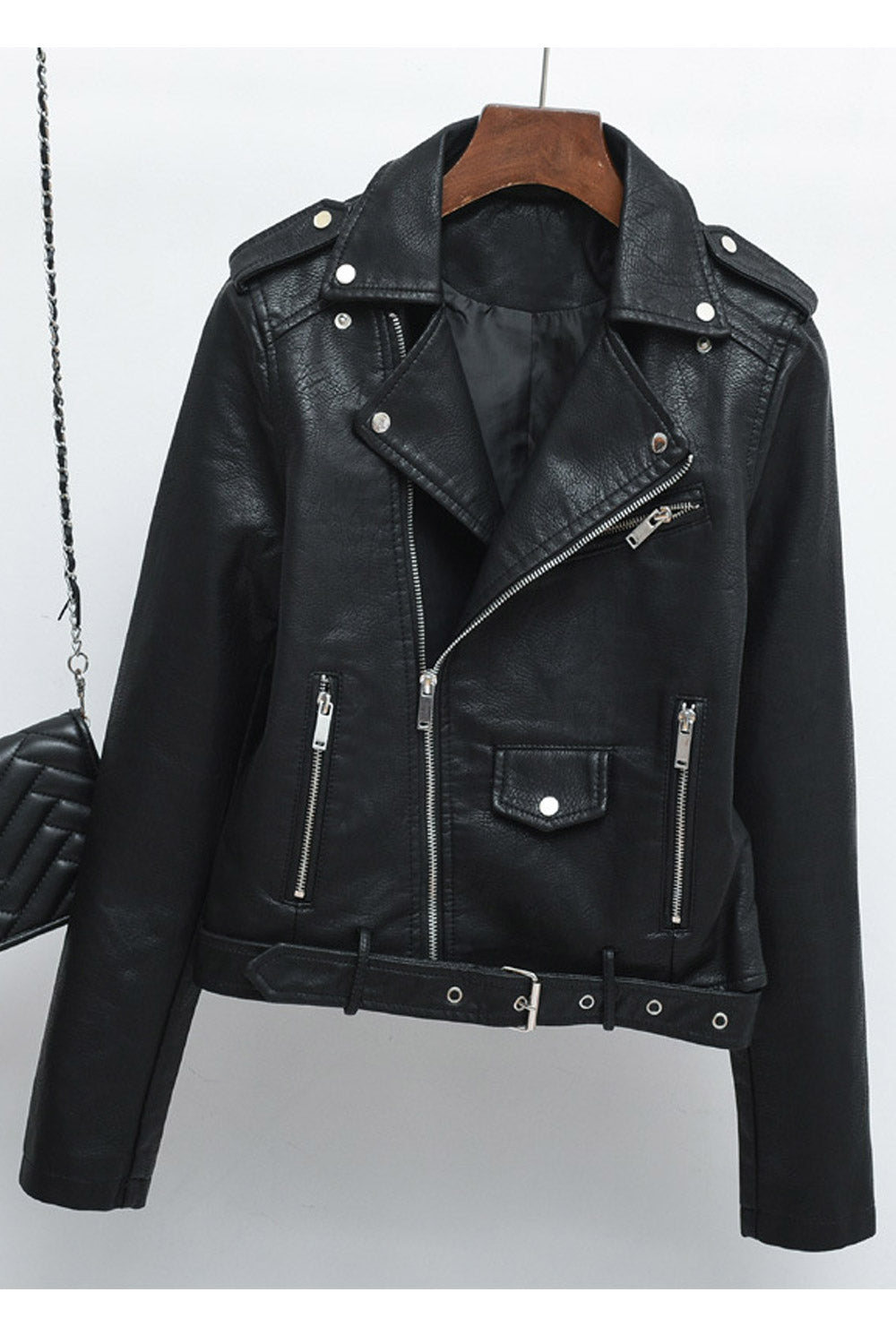 Women Classy Winter Long Sleeve Biker Jacket