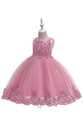 Kid Girl Beautiful Bead Floral Lace Embroidered Evening Dress