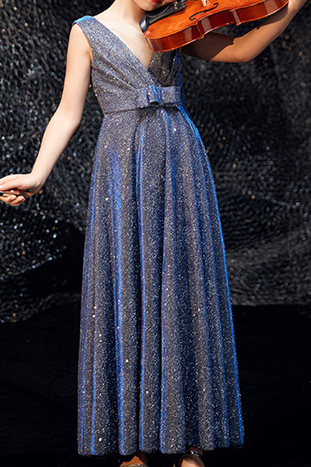 Kid Girl Alluring Sequin V Neck Wedding Dress
