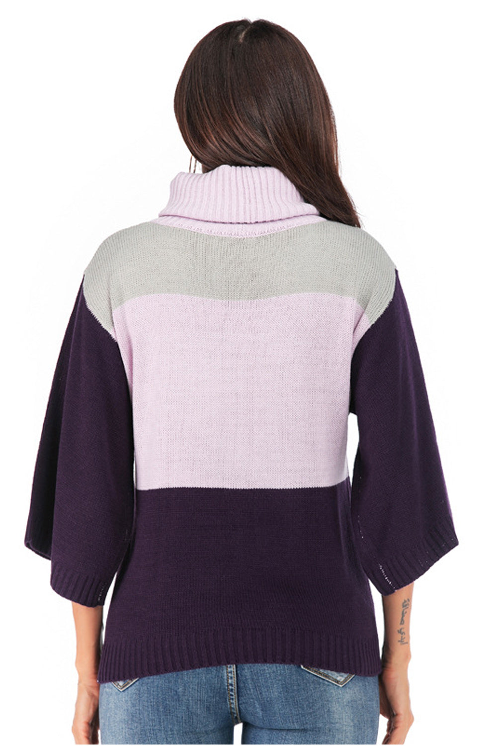 Women Charming High Neck Trumpet Sleeve Sweater