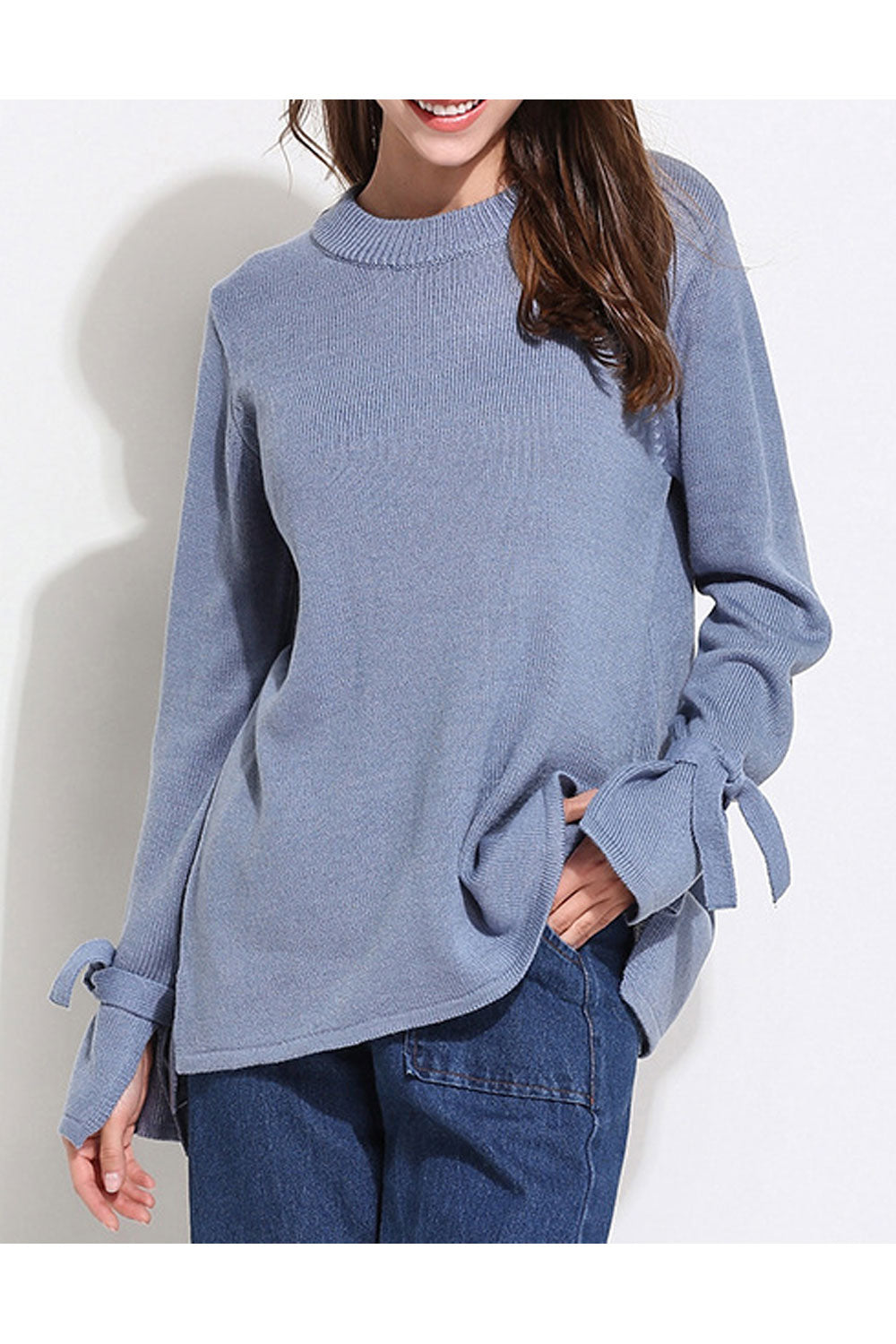 Women Round Neck Long Sleeve Loose Sweater