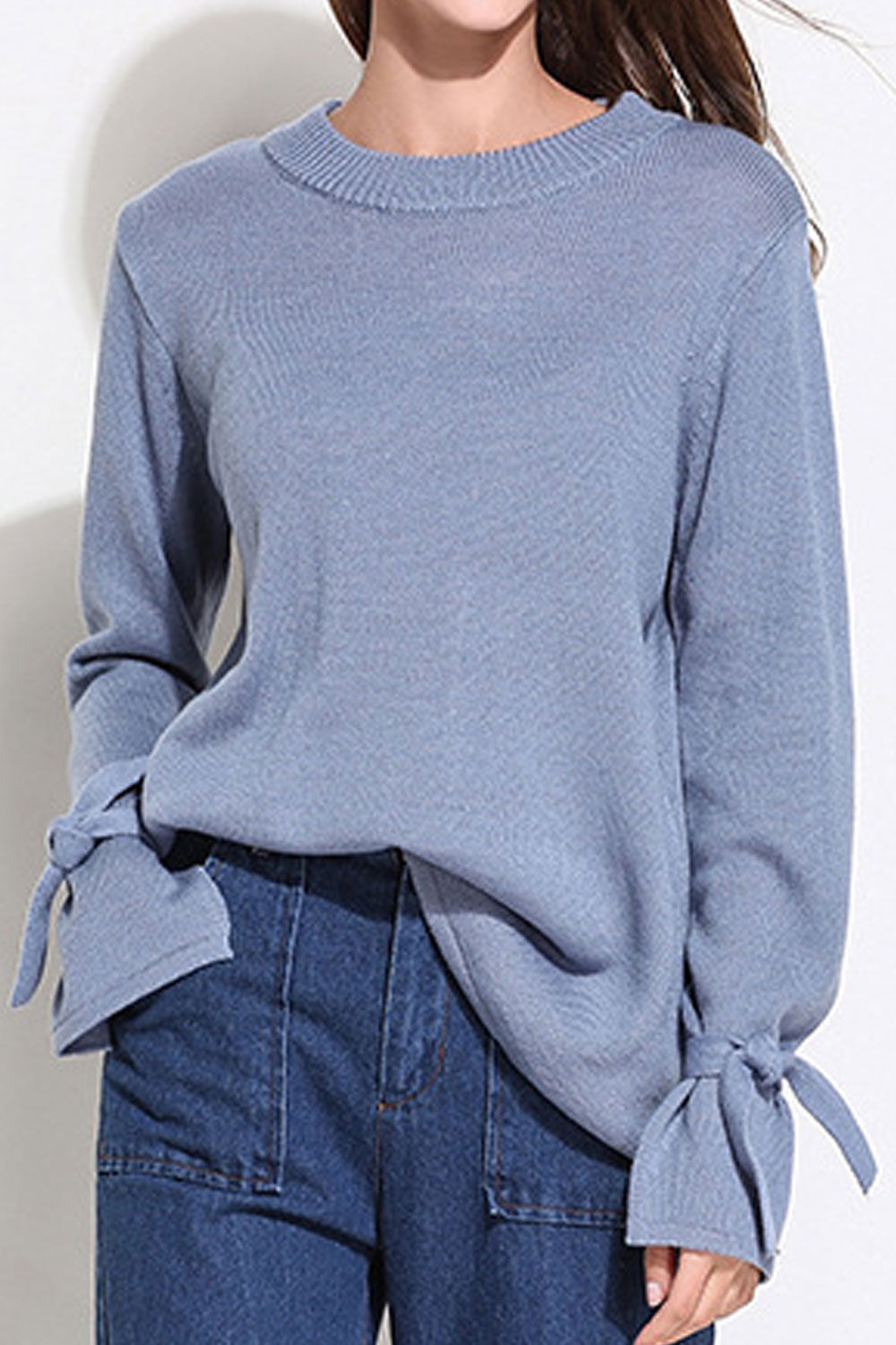 Women Round Neck Long Sleeve Loose Sweater