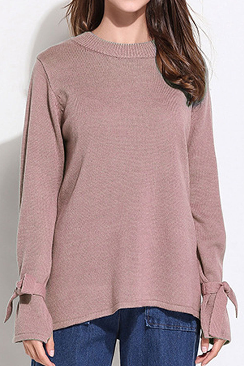 Women Round Neck Long Sleeve Loose Sweater