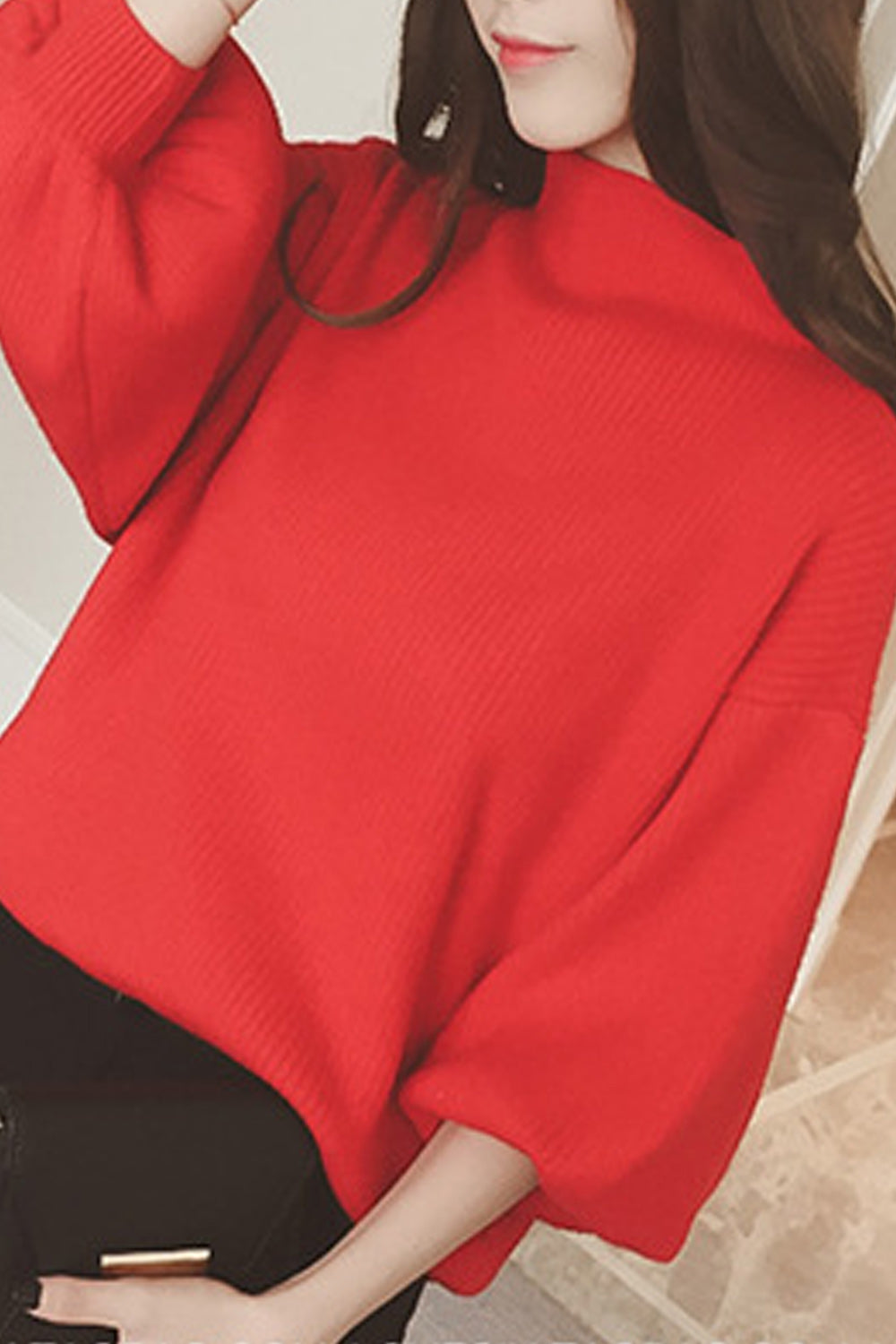 Women Modern Half Collar Loose Sweater