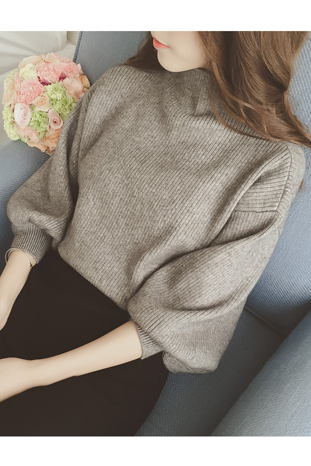 Women Modern Half Collar Loose Sweater