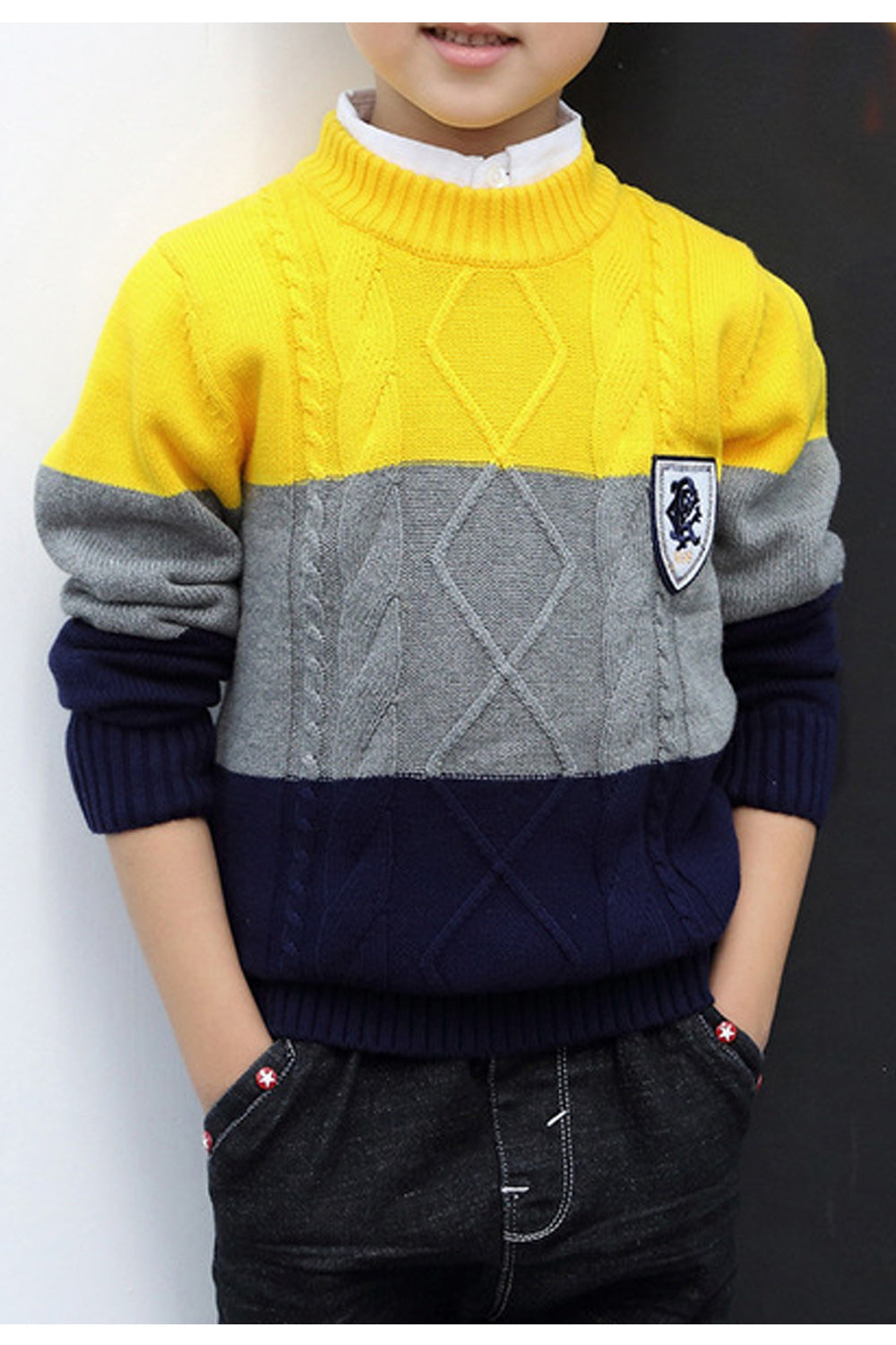 Kids Baby Boys Short Round Neck Sweater