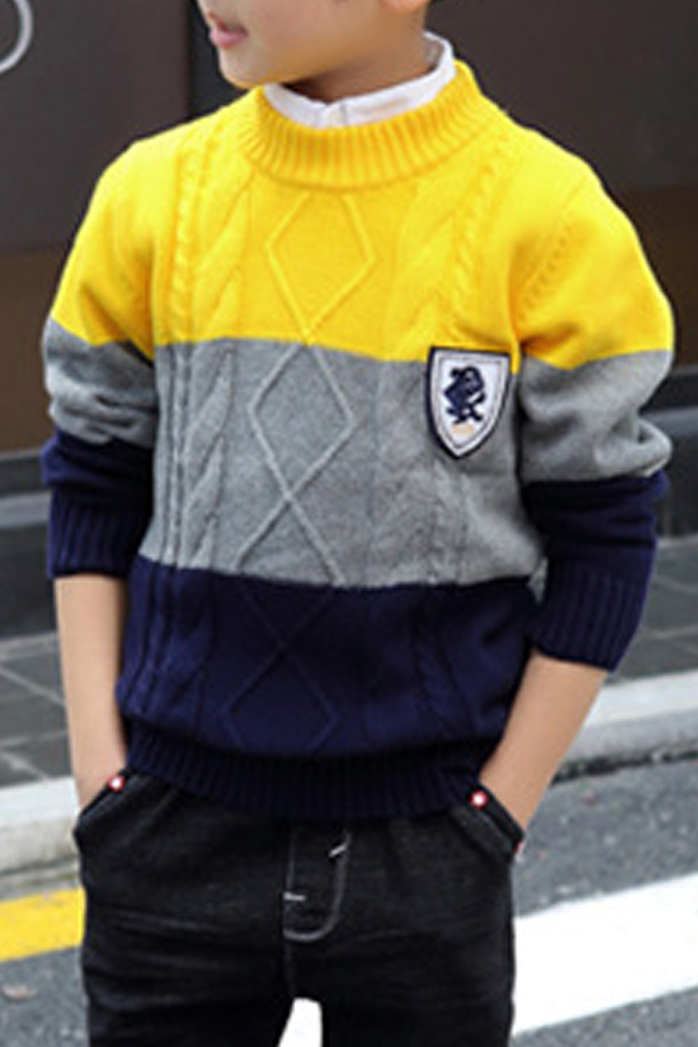 Kids Baby Boys Short Round Neck Sweater