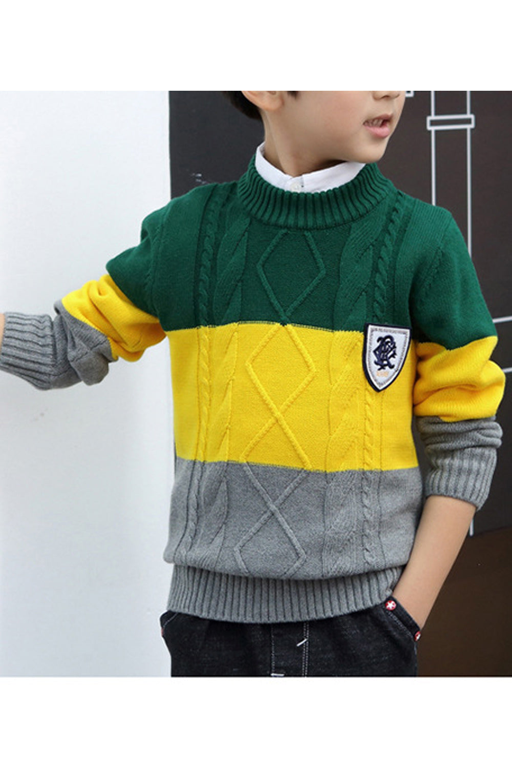 Kids Baby Boys Short Round Neck Sweater