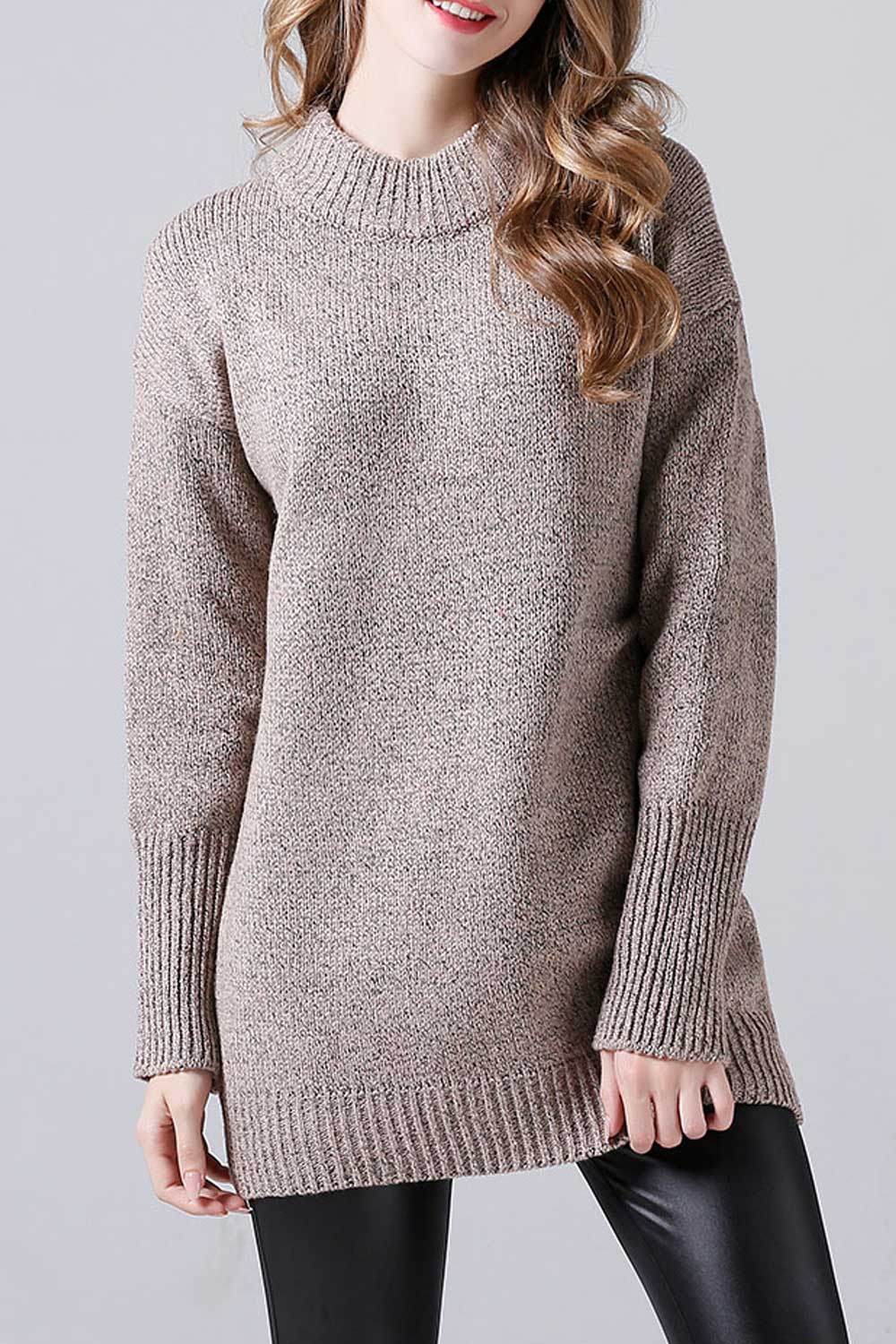Women Winter Long Round Neck Sweater