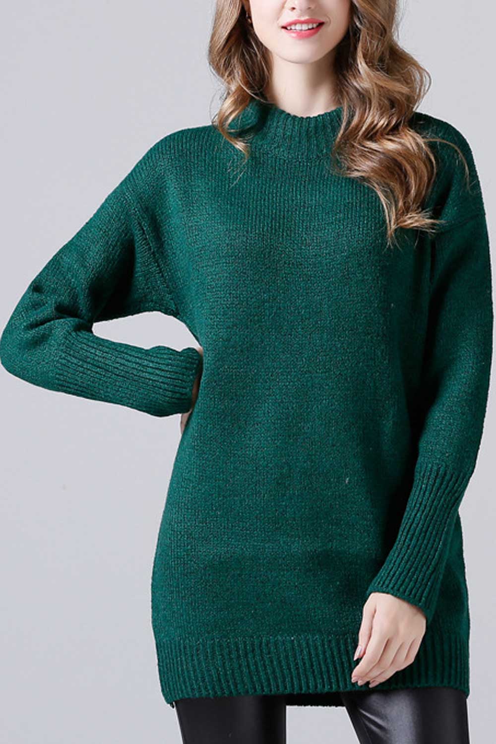 Women Winter Long Round Neck Sweater
