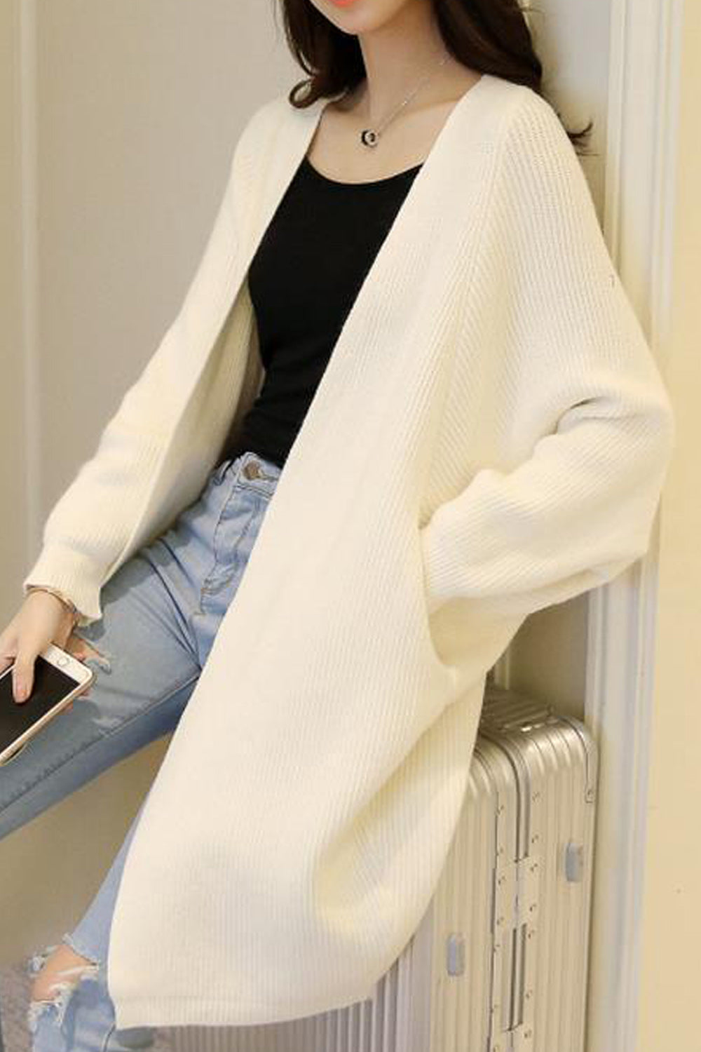 Women Classy Winter Bat Sleeve Long Cardigan