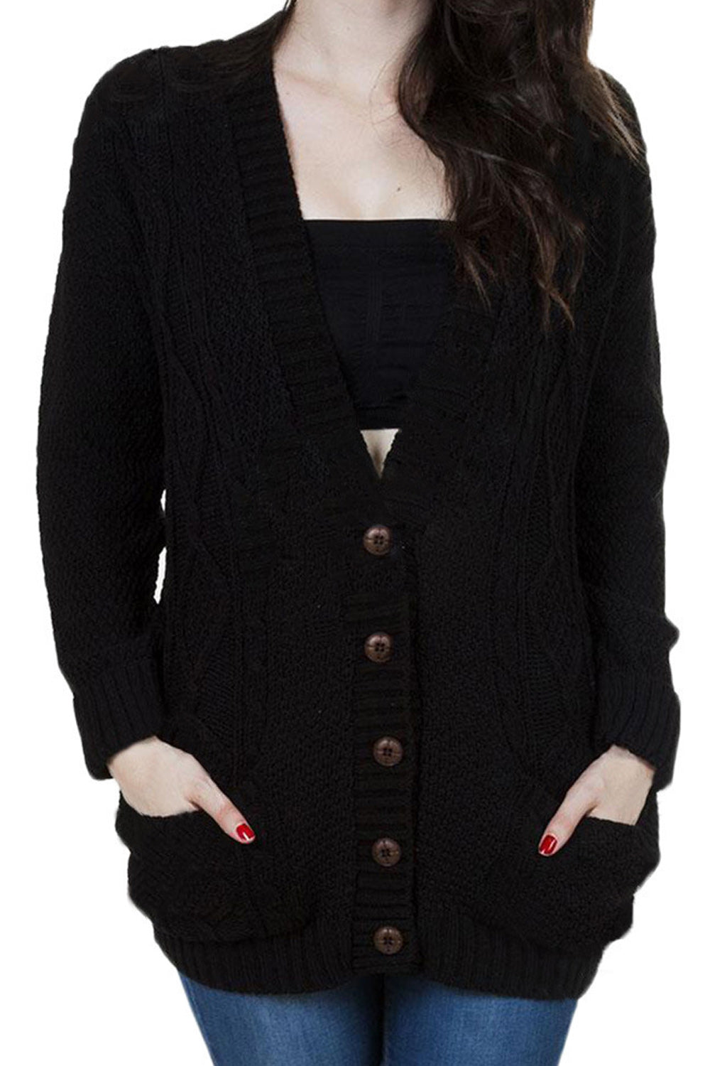Women Beautiful V Neck Loose Warm Cardigan