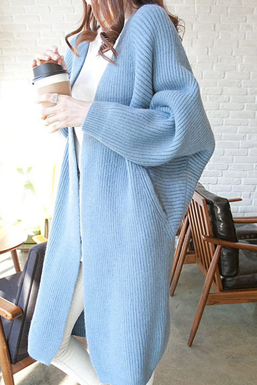 Women Breathable Bat Sleeve Cardigan