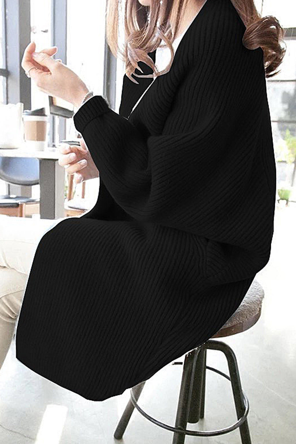 Women Breathable Bat Sleeve Cardigan