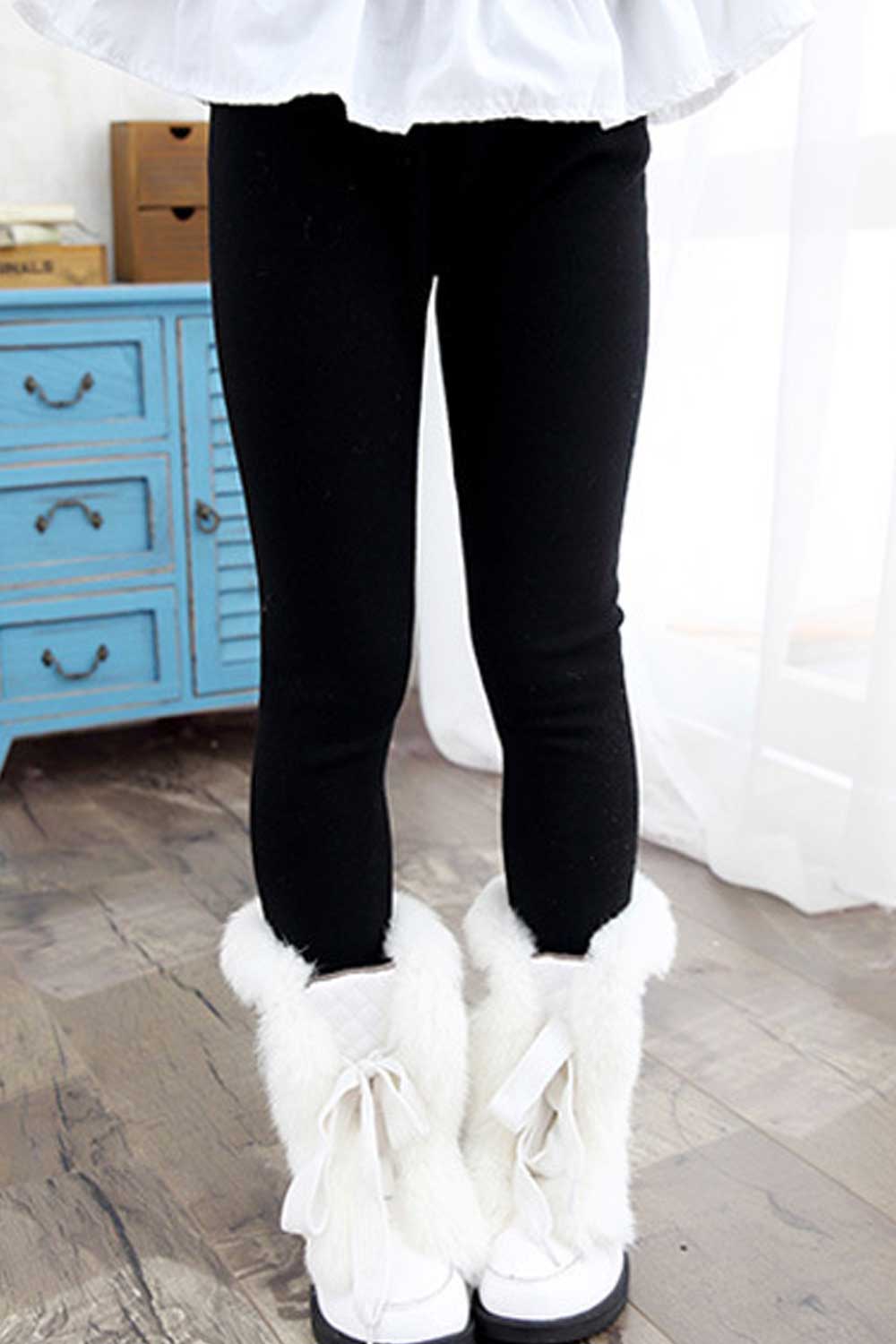 Kid Girl Elegant Solid Color Slim Legging