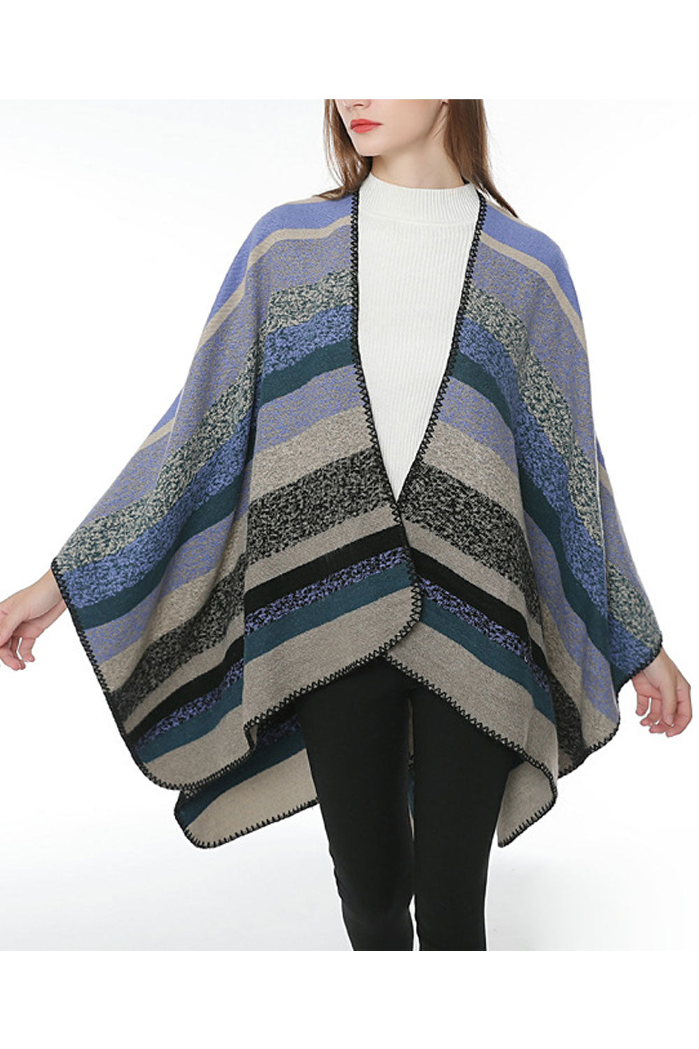 Women Classy Multi Color Stripe Warm Shawl