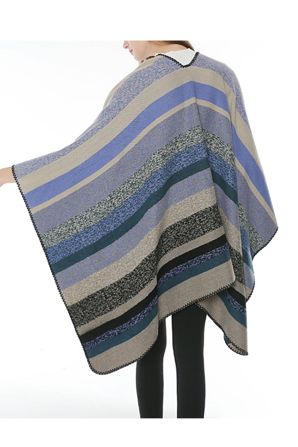 Women Classy Multi Color Stripe Warm Shawl