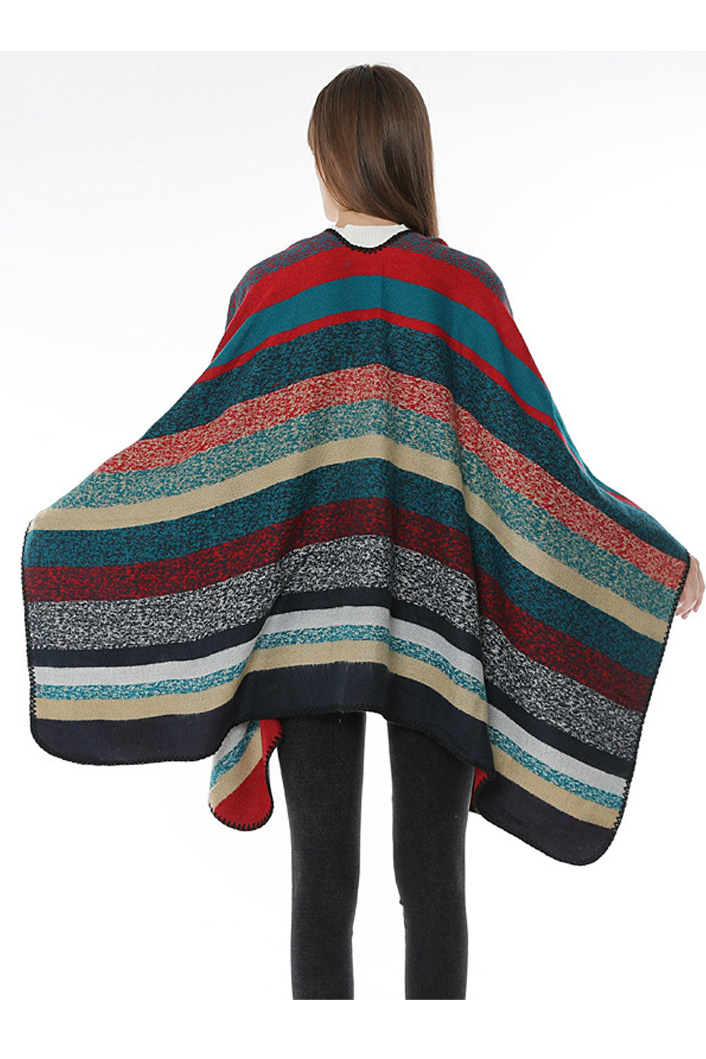 Women Classy Multi Color Stripe Warm Shawl