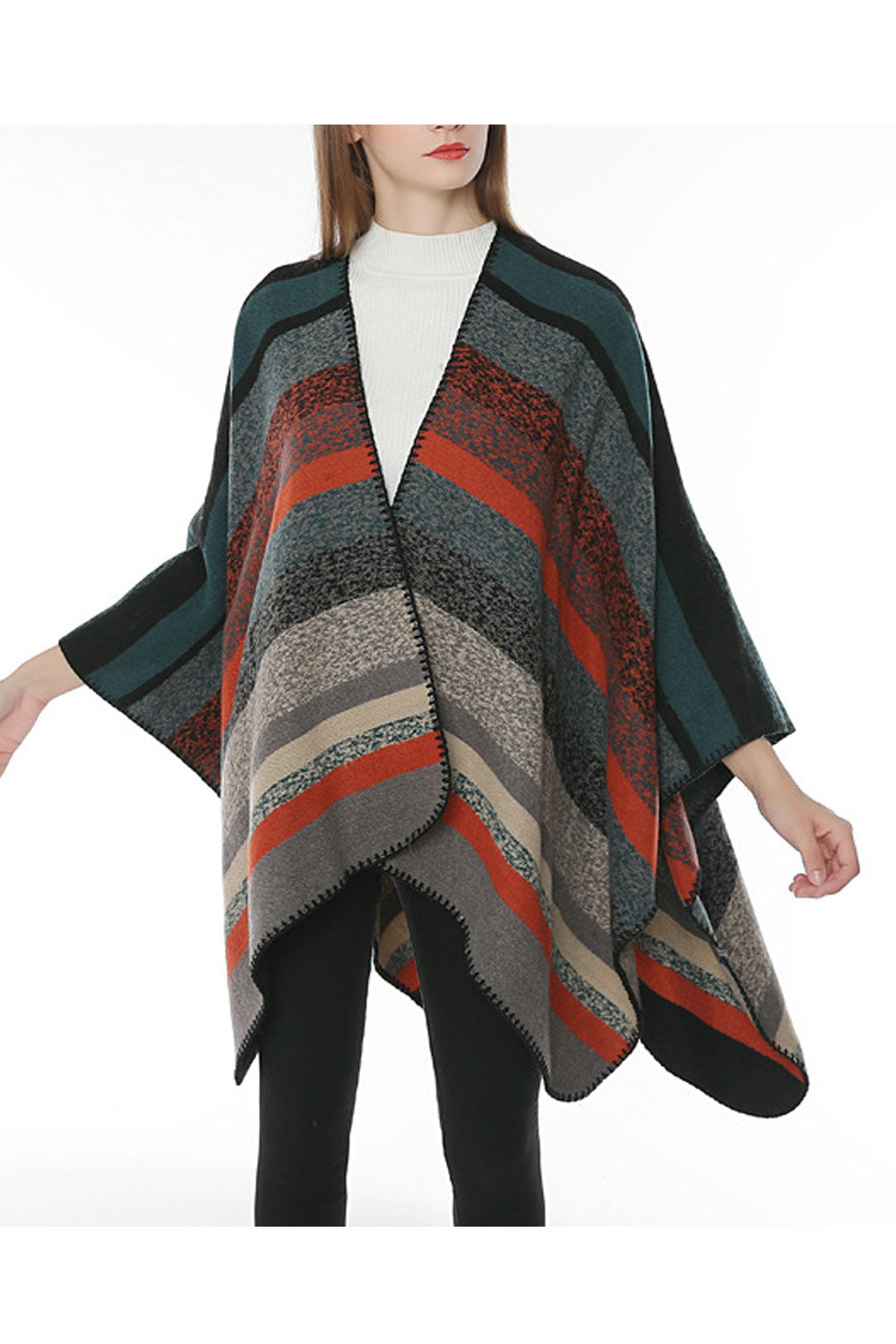 Women Classy Multi Color Stripe Warm Shawl