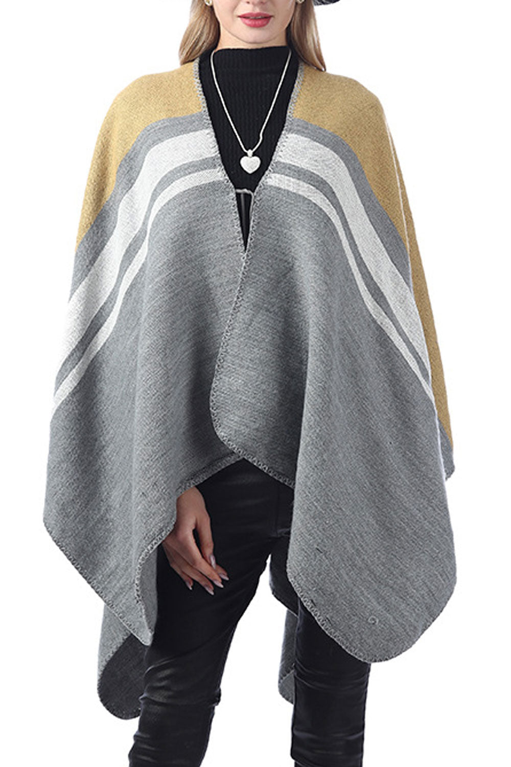 Women Contrast Color Warm & Thick Shawl