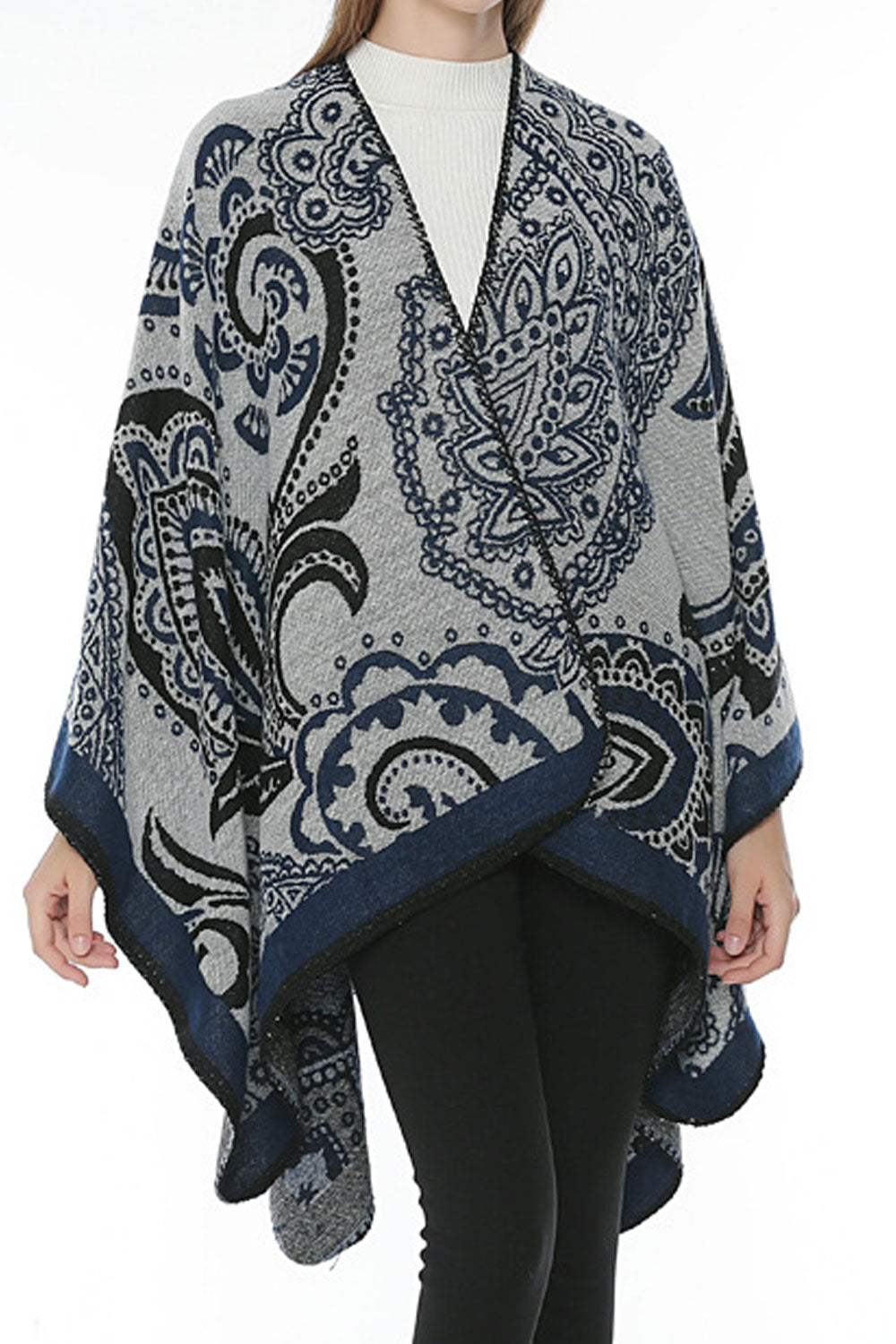 Women Flower Pattern Warm Thick Cashmere Shawl