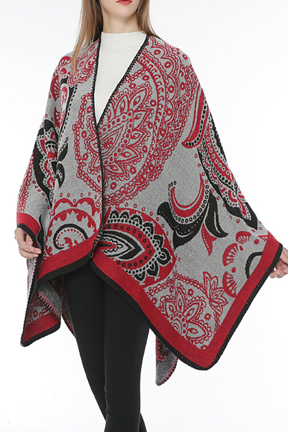 Women Flower Pattern Warm Thick Cashmere Shawl
