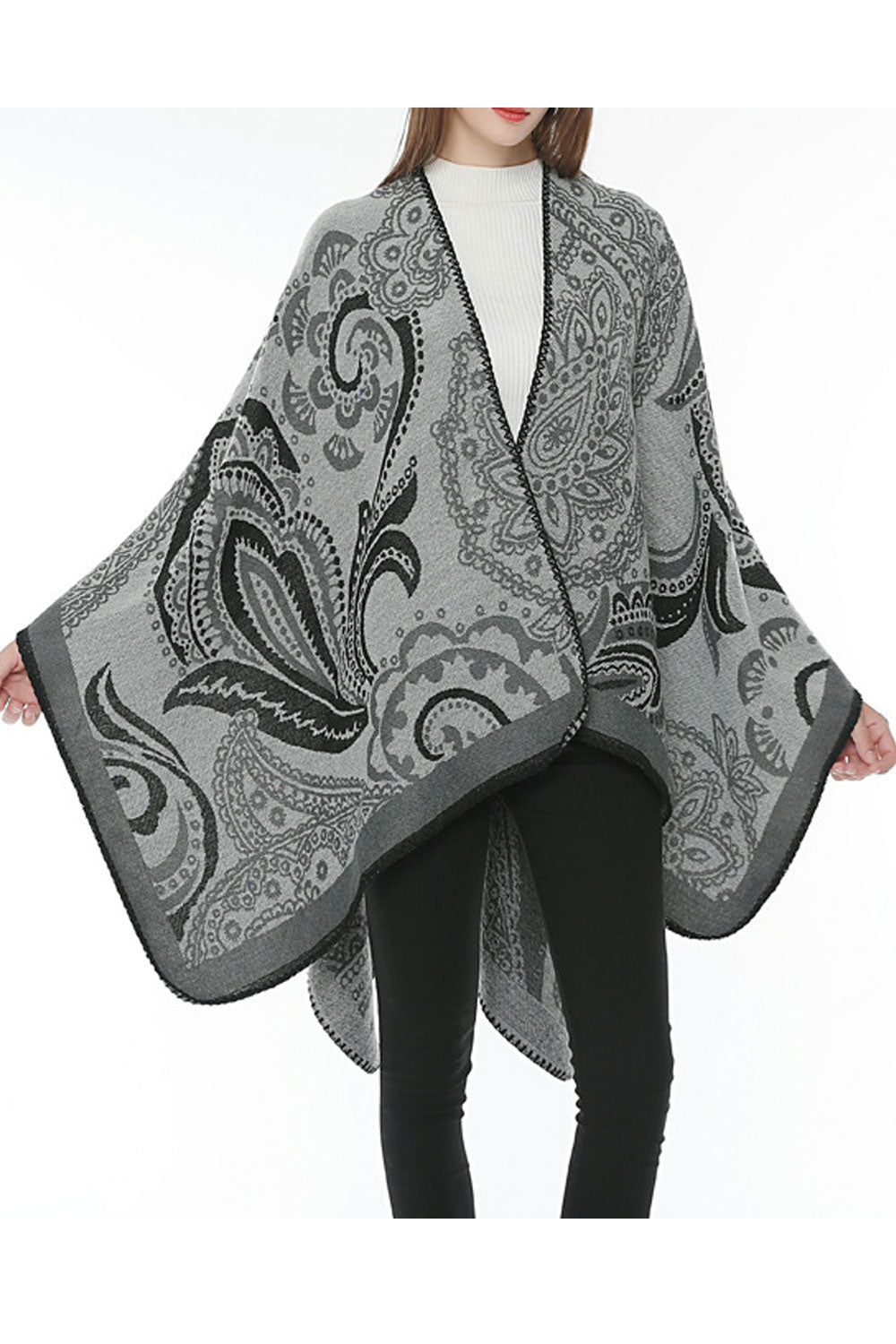 Women Flower Pattern Warm Thick Cashmere Shawl