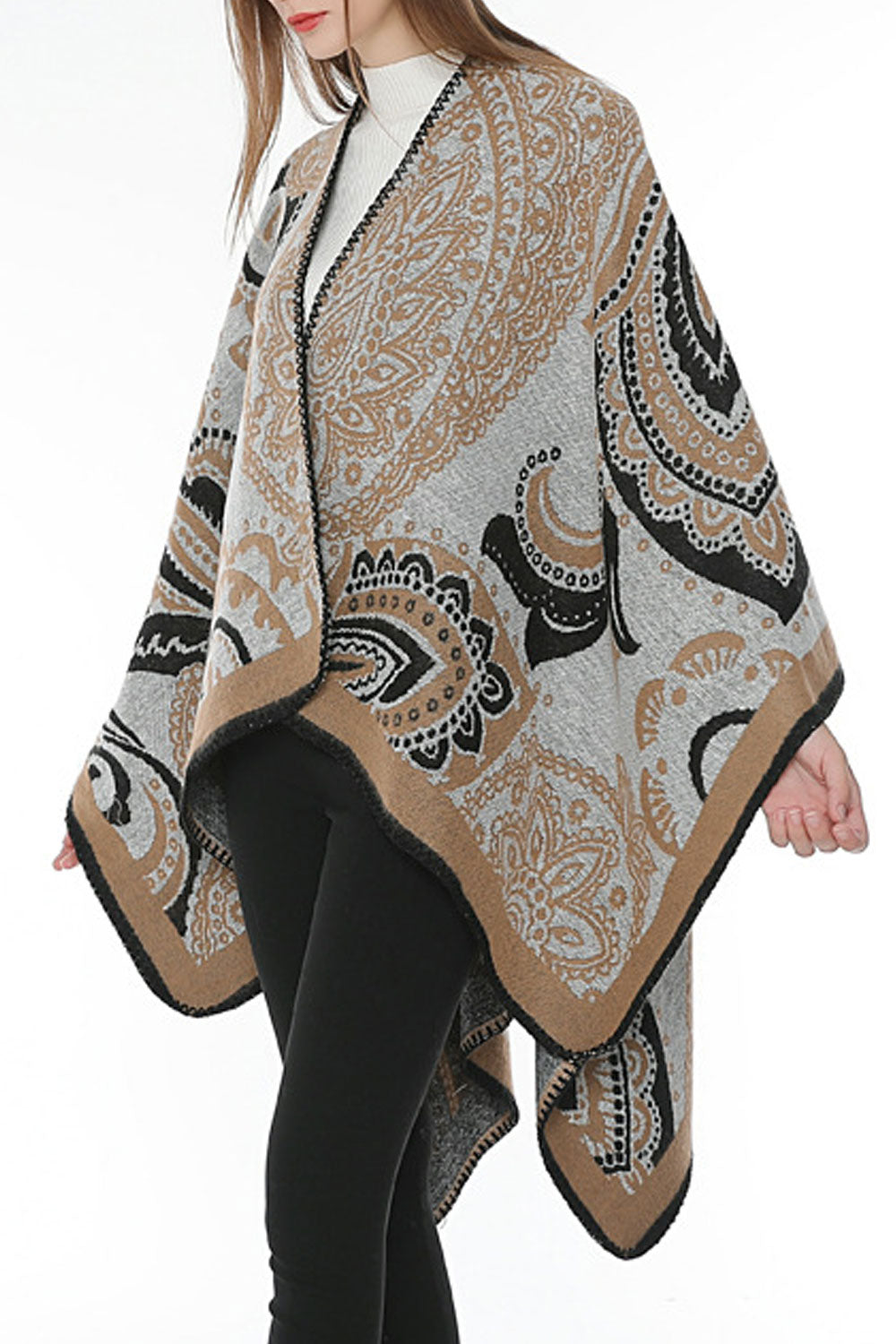 Women Flower Pattern Warm Thick Cashmere Shawl