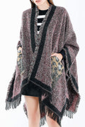 Women Windprooof & Breathable Leopard Pocket Warm Shawl