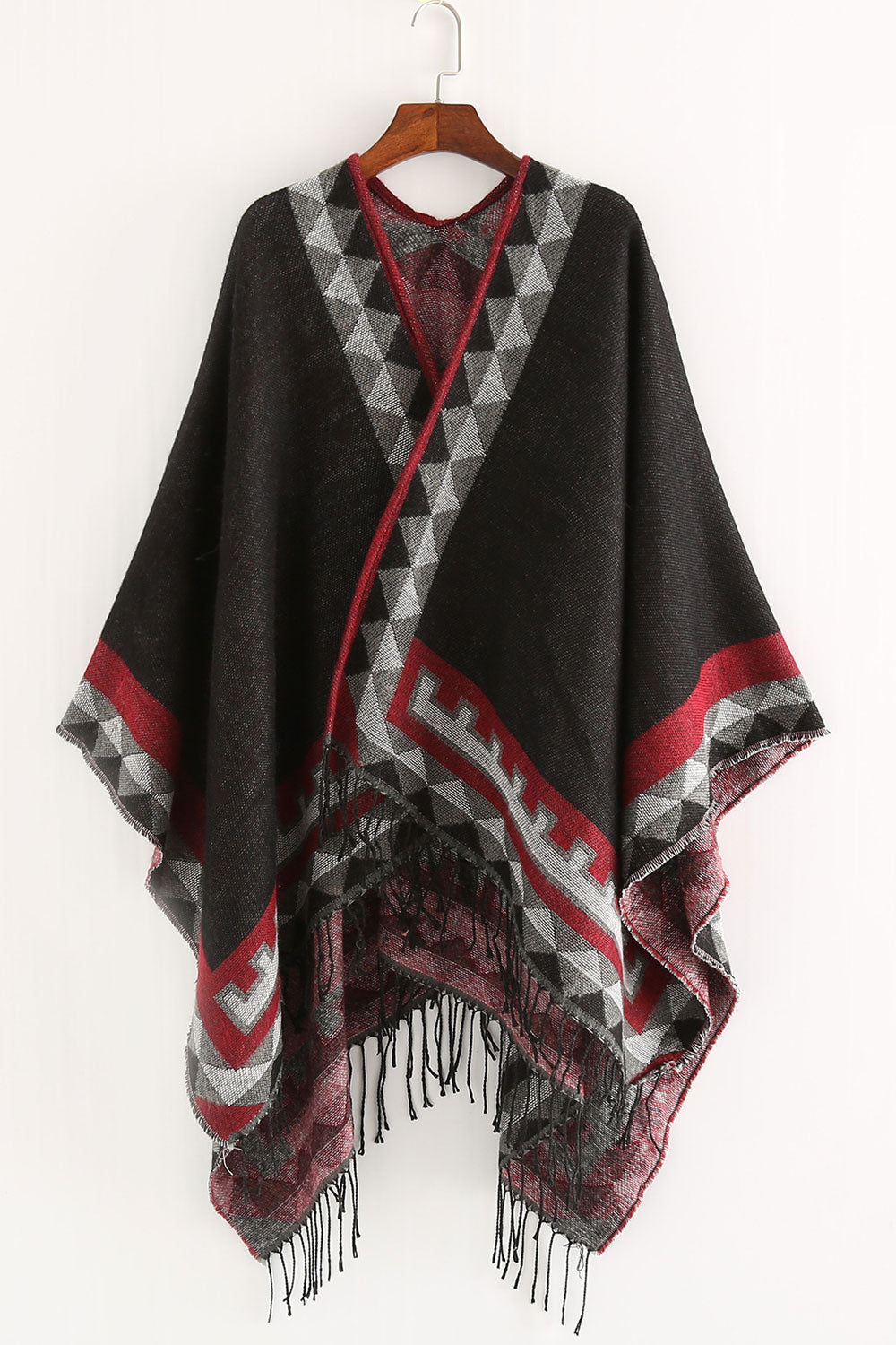 Women Elegant Solid Color Diamond Pattern Warm Shawl