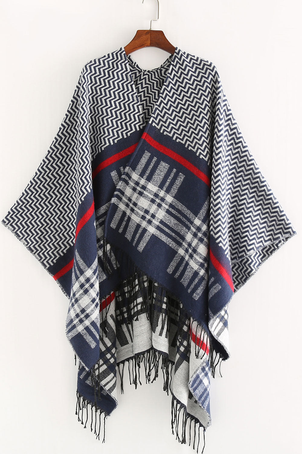 Women Dazzling Stripe Pattern Warm Thick Shawl
