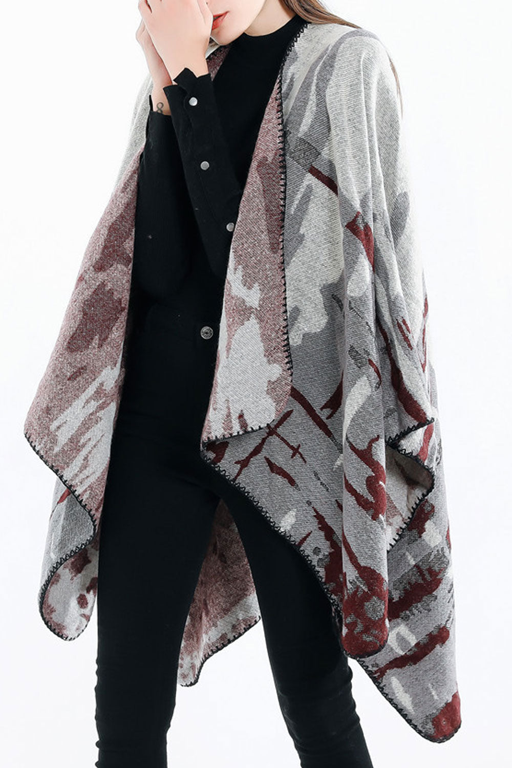 Women Camouflage Pattern Warm Thick Cashmere Shawl