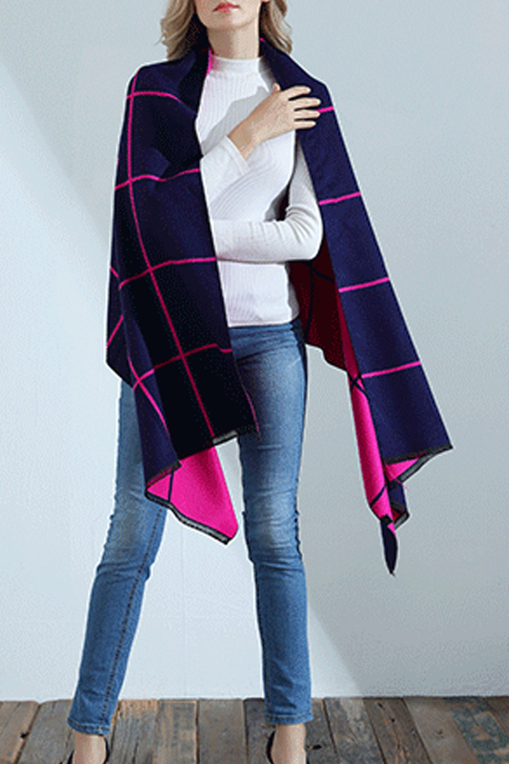 Women Fashion Lattice Pattern Warm Thick Shawl
