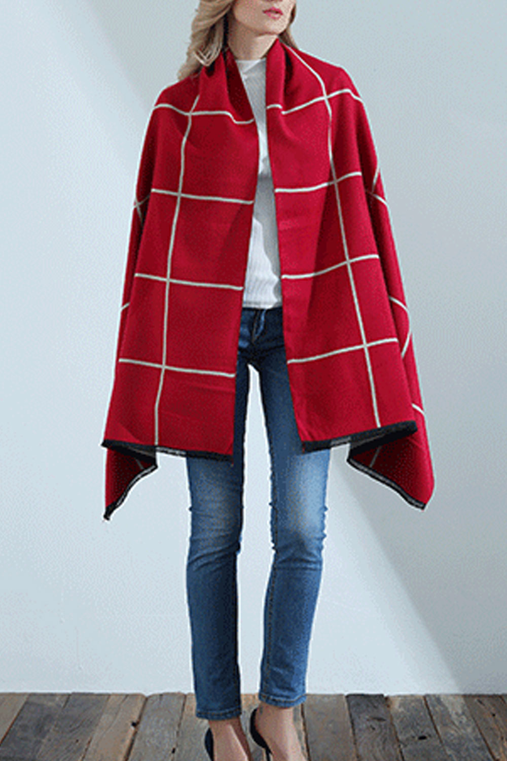 Women Fashion Lattice Pattern Warm Thick Shawl