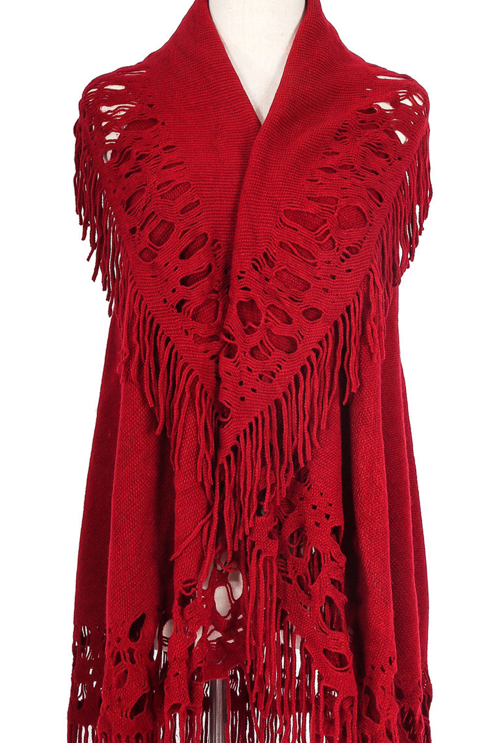 Women Fashion Hollow Tassel Pattern Warm Shawl