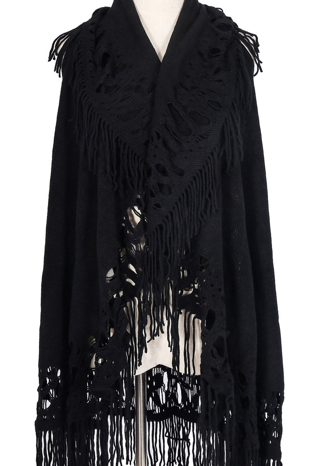 Women Fashion Hollow Tassel Pattern Warm Shawl