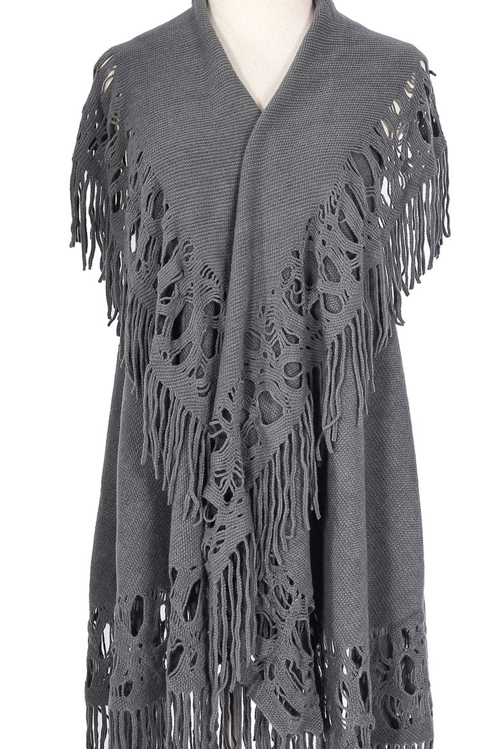 Women Fashion Hollow Tassel Pattern Warm Shawl