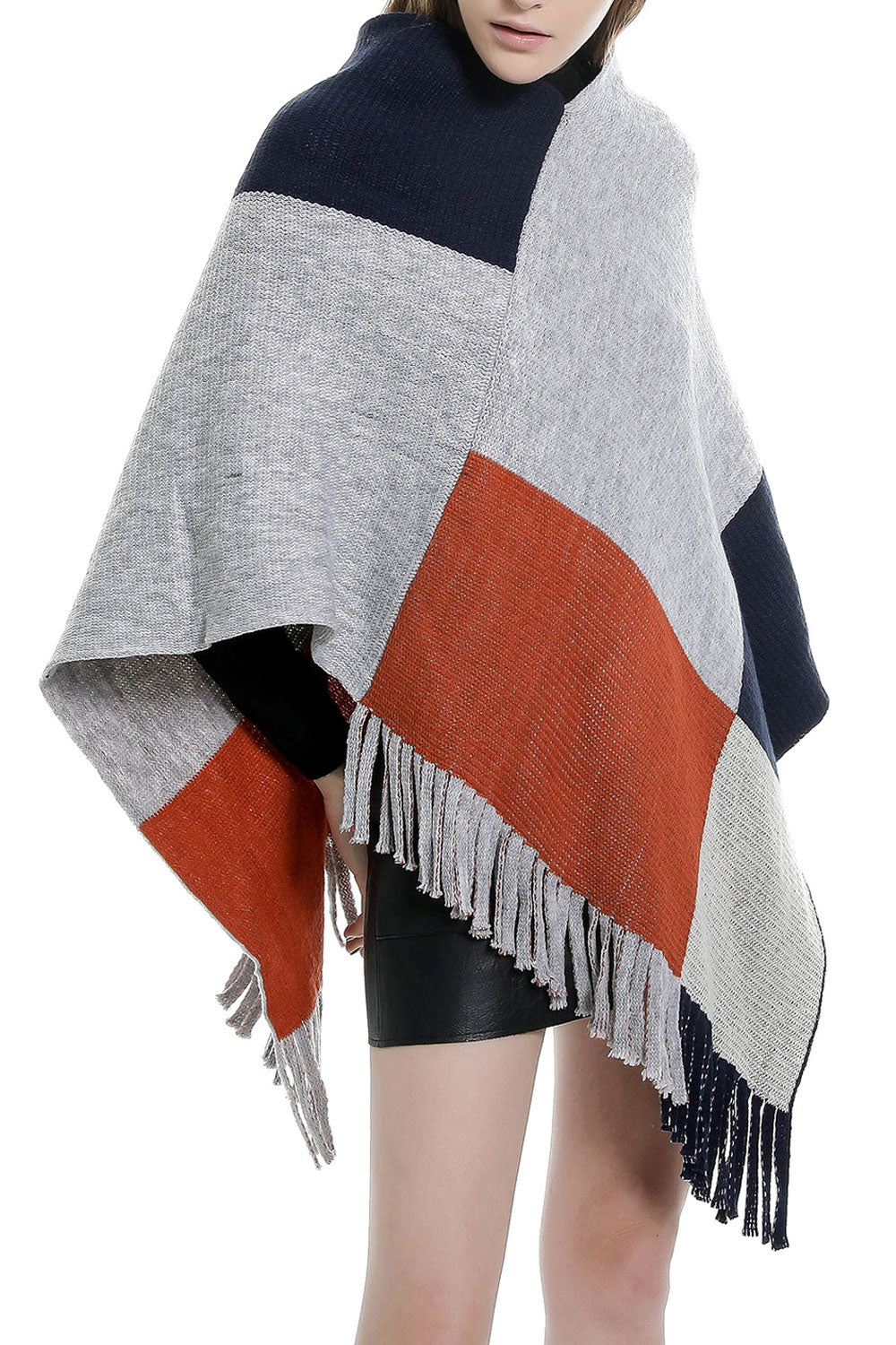 Women Beautiful Tassel Lattice Pattern Thick & Warm Shawl